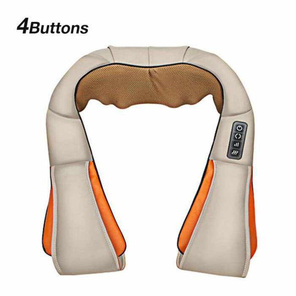 Neck Shoulder and Back Massager With Heat Massage / Low Noise and Over Heating Protection Mode – Beige / 4 Keys - Aroflit