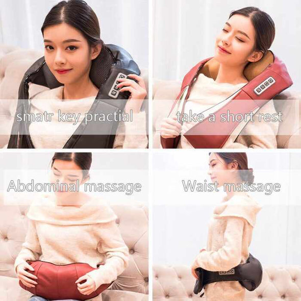 Neck Shoulder and Back Massager With Heat Massage / Low Noise and Over Heating Protection Mode – Beige / 4 Keys - Aroflit