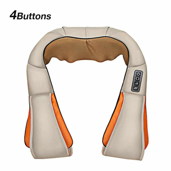Neck Shoulder and Back Massager With Heat Massage / Low Noise and Over Heating Protection Mode – Beige / 4 Keys - Aroflit