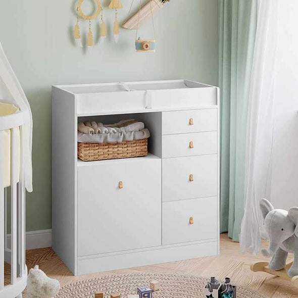 Nursery Baby Changing Table Dresser With Drawers - Aroflit