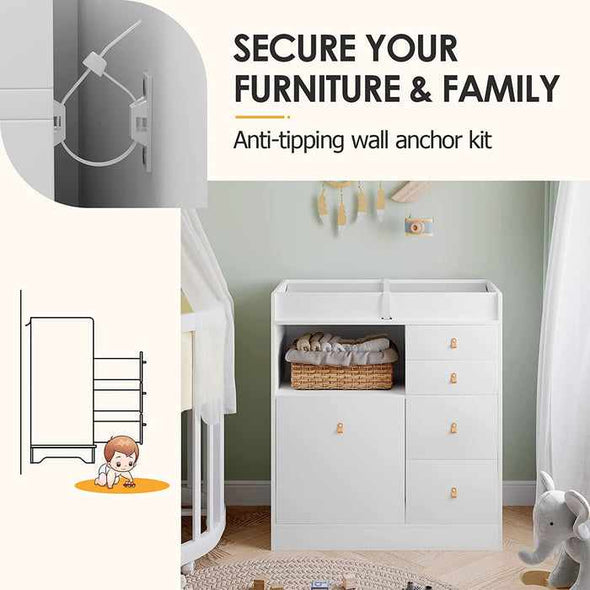 Nursery Baby Changing Table Dresser With Drawers - Aroflit