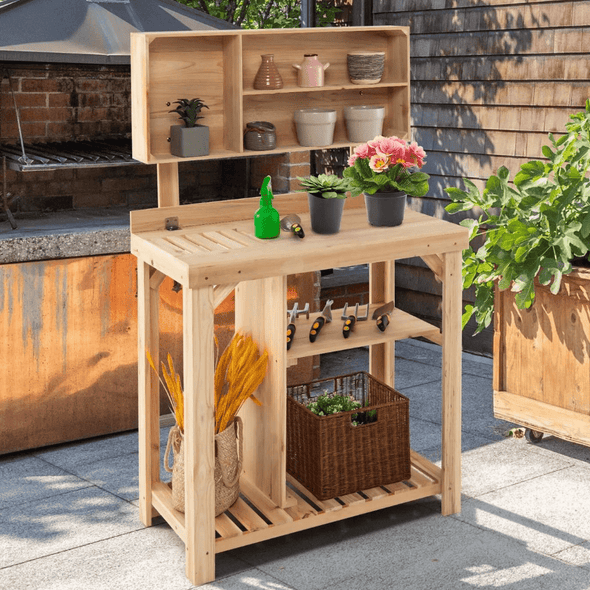 Outdoor Gardening Potting Workbench Table with Storage, Perfect - Aroflit