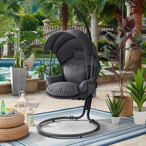 Outdoor Hanging Egg Chair With Stand - Aroflit