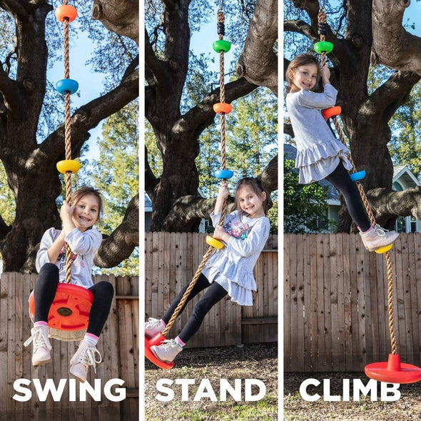 Outdoor Single Disk Tree Swing for Kids, Adjustable Height - Aroflit