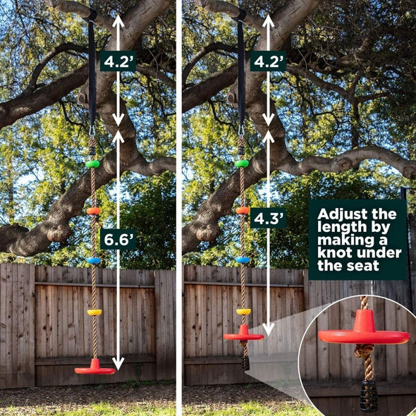 Outdoor Single Disk Tree Swing for Kids, Adjustable Height - Aroflit