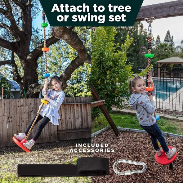 Outdoor Single Disk Tree Swing for Kids, Adjustable Height - Aroflit