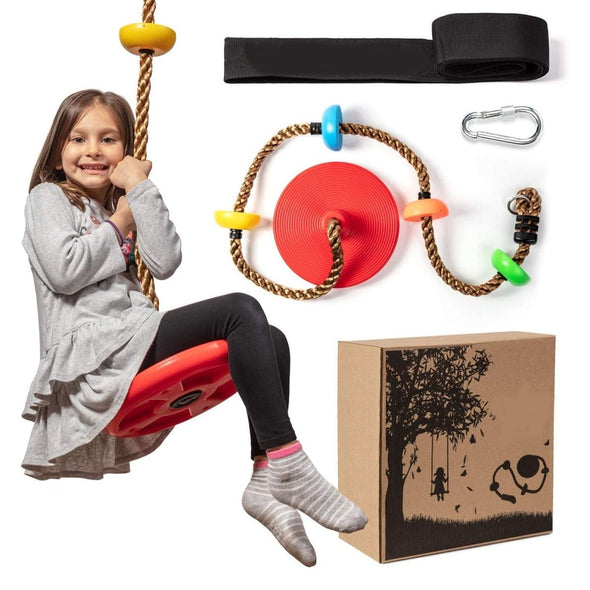 Outdoor Single Disk Tree Swing for Kids, Adjustable Height - Aroflit
