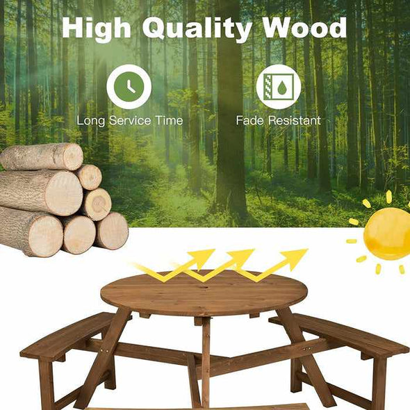 Outdoor Wooden Picnic Table And Bench - Aroflit