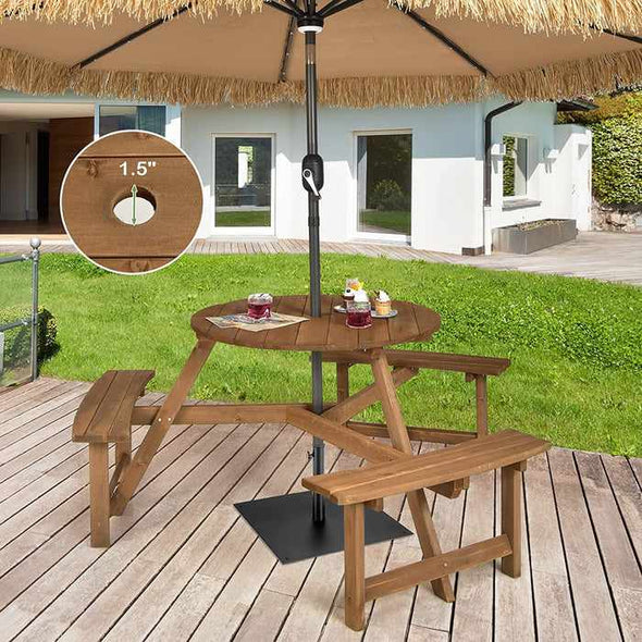 Outdoor Wooden Picnic Table And Bench - Aroflit