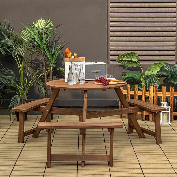 Outdoor Wooden Picnic Table And Bench - Aroflit