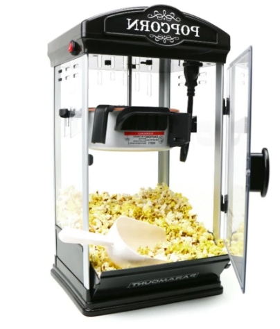8 oz Tabletop Popcorn Maker with Rotating Kettle, Compact, Easy-to-Use
