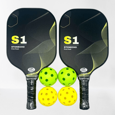 Pickleball Paddles Set - 2 Lightweight Paddles & 4 Balls - Aroflit