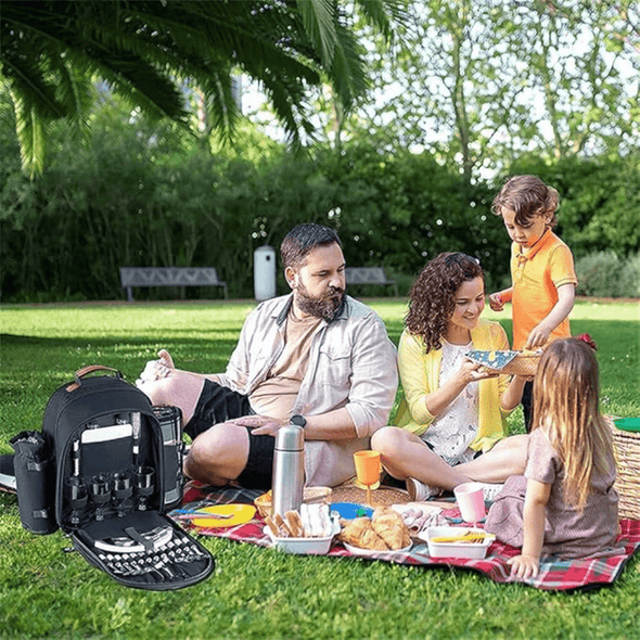 Picnic Basket Backpack Portable Set for 4, Complete Picnic Set - Aroflit
