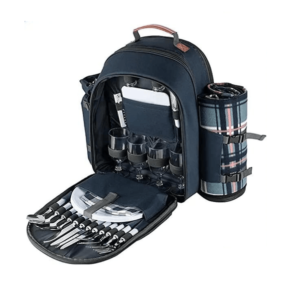 Picnic Basket Backpack Portable Set for 4, Complete Picnic Set - Aroflit