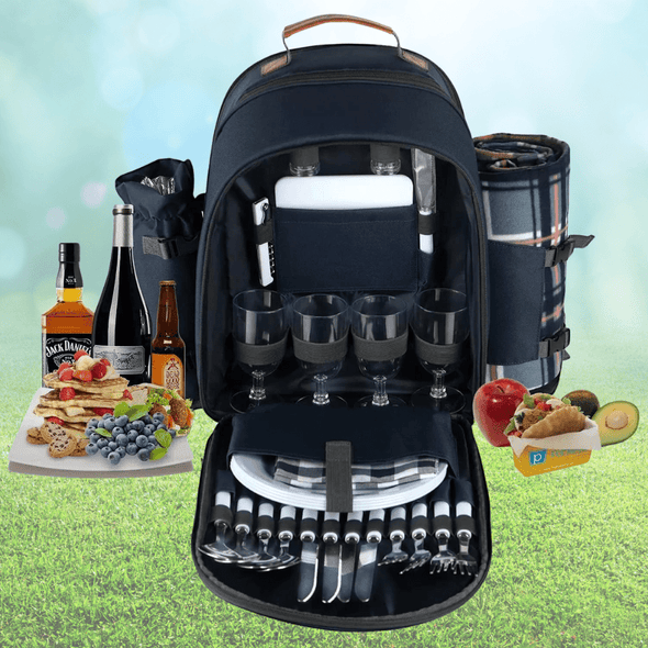 Picnic Basket Backpack Portable Set for 4, Complete Picnic Set - Aroflit
