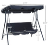 Porch Swing with Stand, Comfortable 3 - Person Swing, Adjustable Canopy - Aroflit