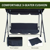 Porch Swing with Stand, Comfortable 3 - Person Swing, Adjustable Canopy - Aroflit
