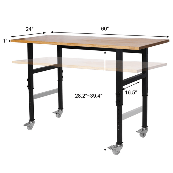 Portable Adjustable Woodworking Garage Mobile Workbench Table - Aroflit