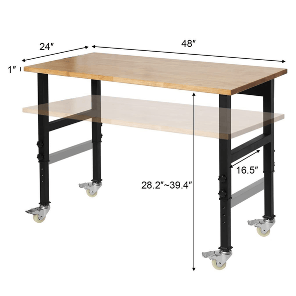 Portable Adjustable Woodworking Garage Mobile Workbench Table - Aroflit