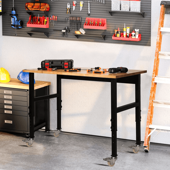 Portable Adjustable Woodworking Garage Mobile Workbench Table - Aroflit