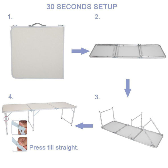 Portable Aluminum Folding Table for Indoor & Outdoor Use, Compact - Aroflit