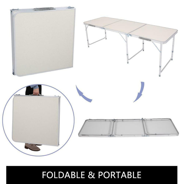 Portable Aluminum Folding Table for Indoor & Outdoor Use, Compact - Aroflit