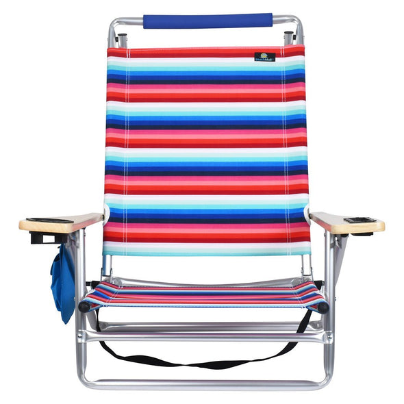 Portable Aluminum Reclining Beach Chair with Cup Holder and Adjustable - Aroflit