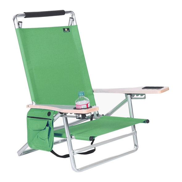 Portable Aluminum Reclining Beach Chair with Cup Holder and Adjustable - Aroflit