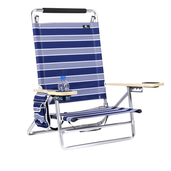 Portable Aluminum Reclining Beach Chair with Cup Holder and Adjustable - Aroflit