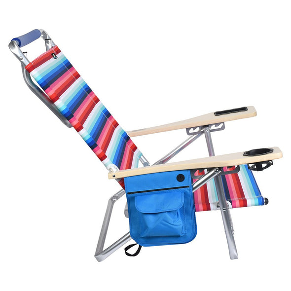 Portable Aluminum Reclining Beach Chair with Cup Holder and Adjustable - Aroflit