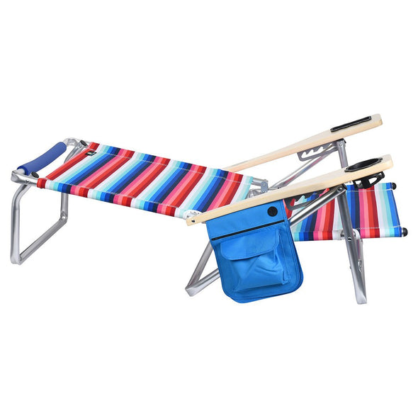 Portable Aluminum Reclining Beach Chair with Cup Holder and Adjustable - Aroflit