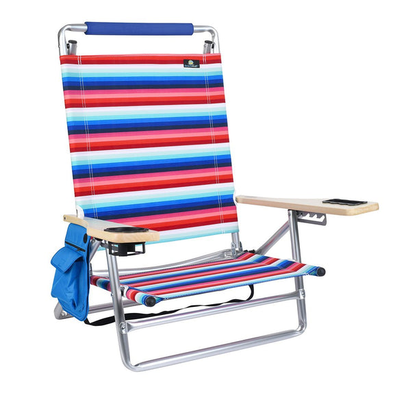 Portable Aluminum Reclining Beach Chair with Cup Holder and Adjustable - Aroflit