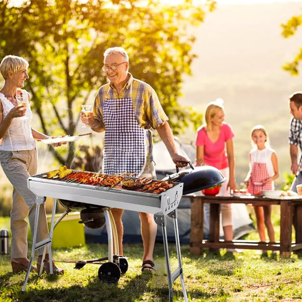 Portable Charcoal Grill with Folding Legs, Outdoor BBQ Grill for 5 - 10 - Aroflit