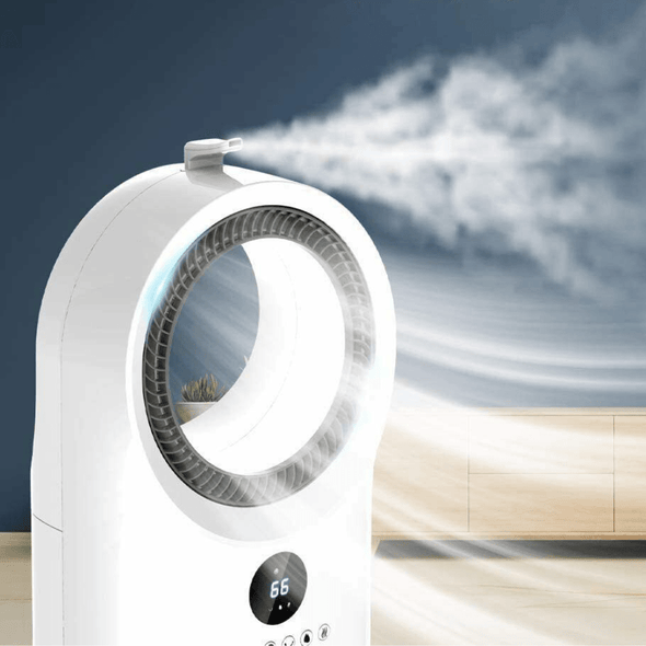 Portable Evaporative Air Cooler Fan - Rechargeable & Bladeless Design - Aroflit