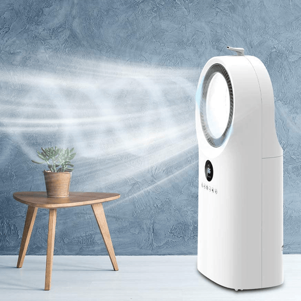 Portable Evaporative Air Cooler Fan - Rechargeable & Bladeless Design - Aroflit