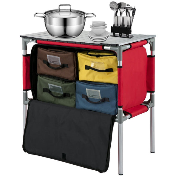Portable Folding Camping Kitchen Table with Storage Bags - Aroflit