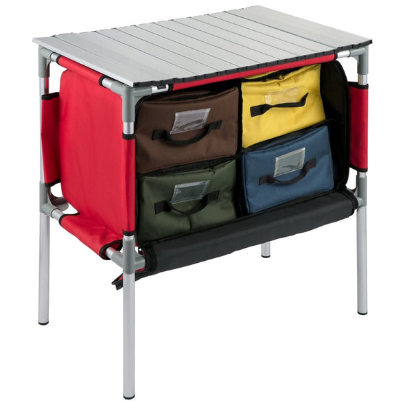 Portable Folding Camping Kitchen Table with Storage Bags - Aroflit