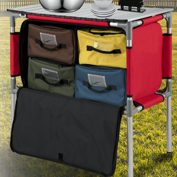 Portable Folding Camping Kitchen Table with Storage Bags - Aroflit