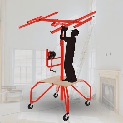 Portable Four Wheel Drywall Sheetrock Ceiling Panel Hoist Lift - Aroflit