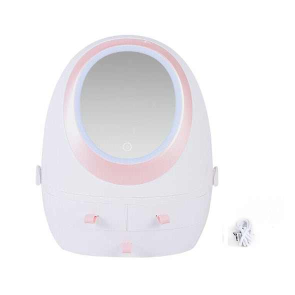 Portable LED Mirror Makeup Organizer with USB Charging - Aroflit