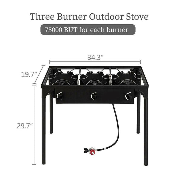 Portable Propane Burner Gas Cooker – 225,000 BTU Three Burner Outdoor Stove - Aroflit