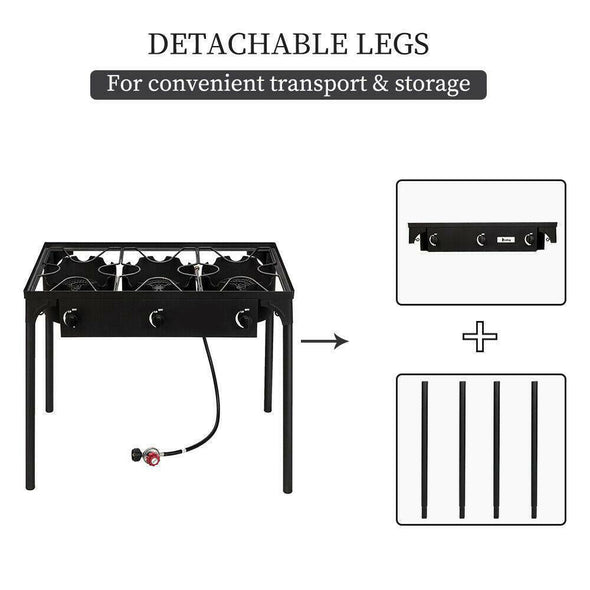 Portable Propane Burner Gas Cooker – 225,000 BTU Three Burner Outdoor Stove - Aroflit