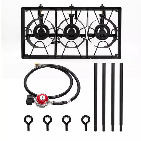 Portable Propane Camp Stove, 3 Burner, 225,000 BTU - Aroflit