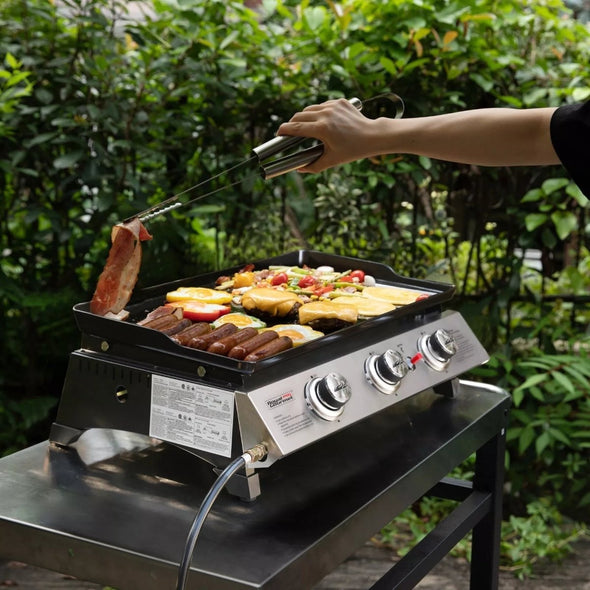 Portable Tabletop Gas Grill - 3 Burners, 319 Sq. In. Cooking Surface - Aroflit