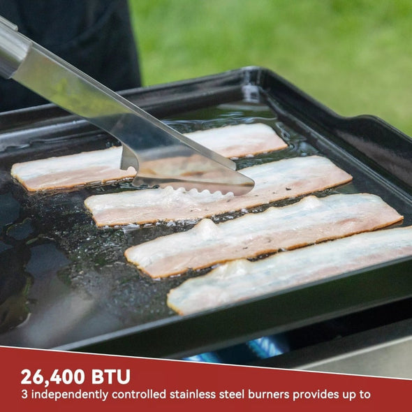 Portable Tabletop Gas Grill - 3 Burners, 319 Sq. In. Cooking Surface - Aroflit
