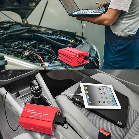Power Inverter DC 12V to AC 230V 300W – Compact & Lightweight Inverter for Car & Camping - Aroflit