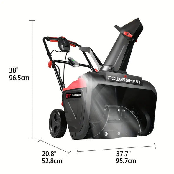 Powerful Electric Snow Blower 15 Amp | 21 - Inch Wide, LED, Maintenance - Free - Aroflit