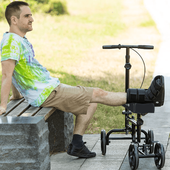 Premium All Terrain Medical Knee Walker Scooter, Adjustable & Safe - Aroflit