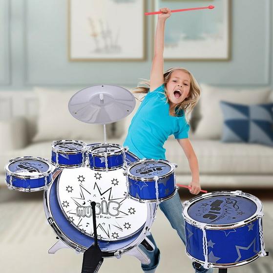 Premium Kids Drum Set Kit with Jazz Cymbal, Chair, and Kick Pedal - Aroflit
