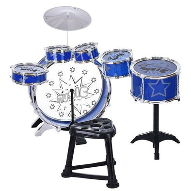 Premium Kids Drum Set Kit with Jazz Cymbal, Chair, and Kick Pedal - Aroflit